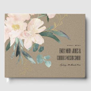 LIVRO DE VISITAS CASAMENTO DE ÁGUA DO BUNCH FLORAL FLORAL RUSTICO