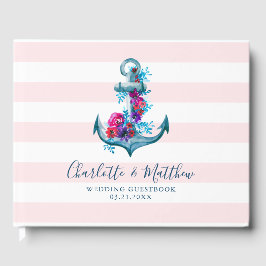Livro De Visitas Casamento de Âncora de Corante Aquático com Stripe
