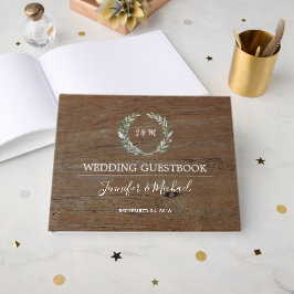 Livro De Visitas Casamento de aquarela rústica folhas de oliveira m