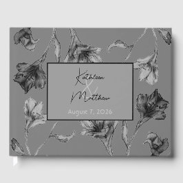 Livro De Visitas Casamento de Aquarelas Florais de Cinzas Moles