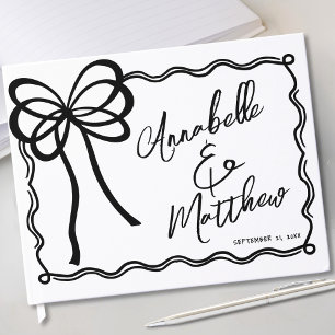 Livro De Visitas Casamento de Arco Branco Preto Desenhado à Mão