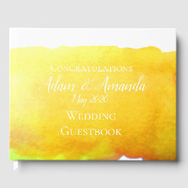 Livro De Visitas Casamento de arte de aquarela amarela moderna