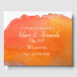 Livro De Visitas Casamento de arte moderno de cor de pêssego laranj