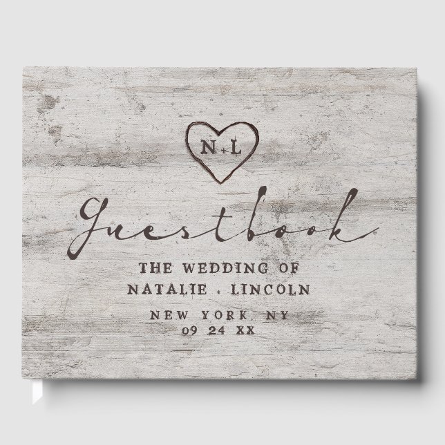 Livro De Visitas Casamento de Árvores de Madeira Rústica de Birch (Frente)