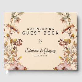 Livro De Visitas Casamento de Autumn Boho Wildflower