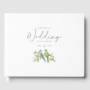 Livro De Visitas Casamento de Azul Verde-Aves Botânicas