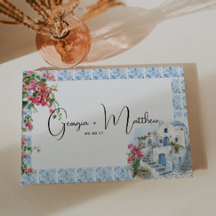 Livro De Visitas Casamento de Azulejos Florais do Mediterrâneo gréc