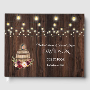 Livro De Visitas Casamento de Barn Floral Barn de Vinho Borgonha