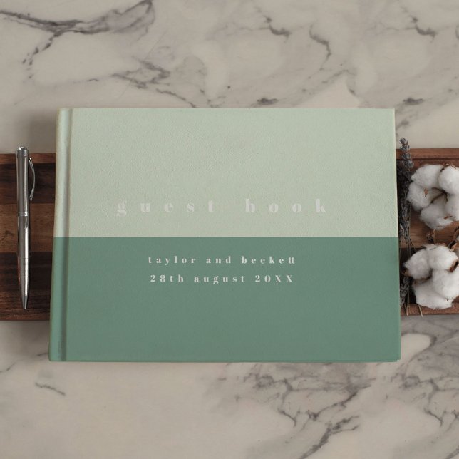 Livro De Visitas Casamento de Bloco de Cores da Mint (Mint Green Color Block Wedding Guest Book)