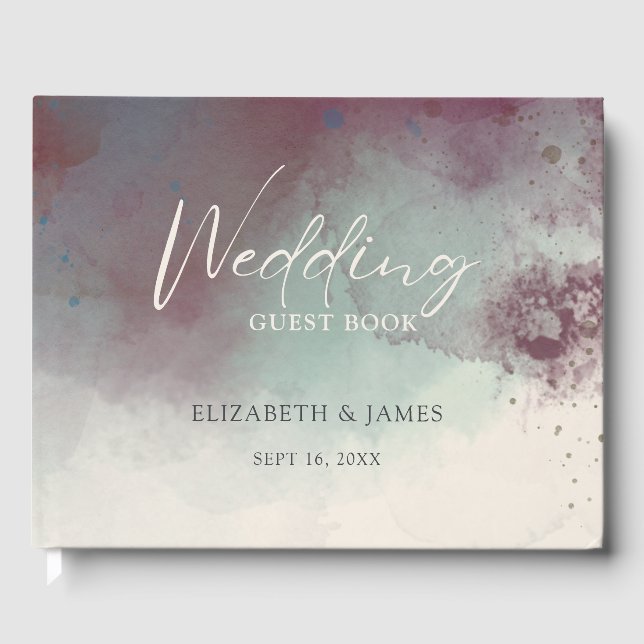 Livro De Visitas Casamento de Boho com Tons de Jewel Moderna em Wat (Frente)