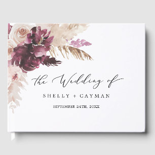 Livro De Visitas Casamento de Boho Pampas Grass