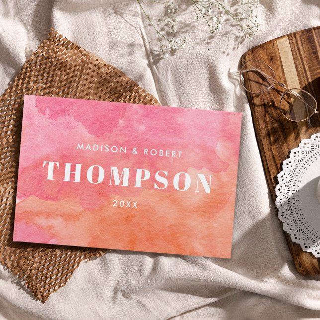 Livro De Visitas Casamento de Bold Modern Pink e Monograma Laranja (Criador carregado)