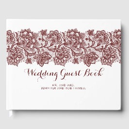 Livro De Visitas Casamento de Borgonha Branca