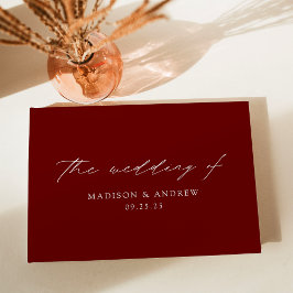 Livro De Visitas Casamento de Borgonha com Script Elegante Moderno