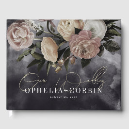 Livro De Visitas Casamento de Bouquet Rosa Negra-Fumaça
