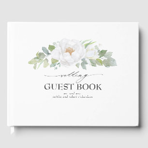 Livro De Visitas Casamento de Brancos com Verde Floral