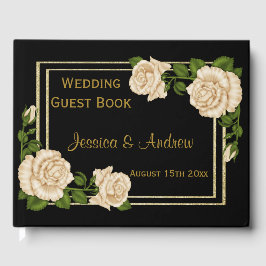 Livro De Visitas Casamento de Buquês de marfim de canto de chic