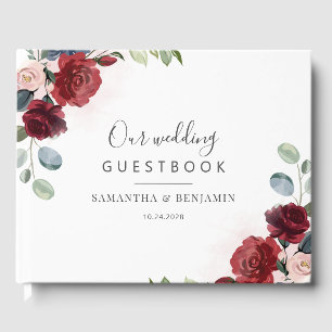 Livro De Visitas Casamento de Burgundy Floral Greenery