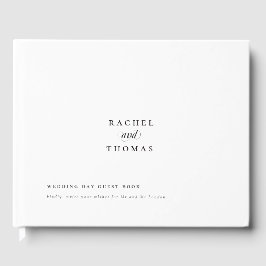 Livro De Visitas Casamento de Caligrafia Branca Minimalista