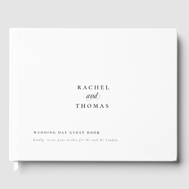Livro De Visitas Casamento de Caligrafia Branca Minimalista (Frente)