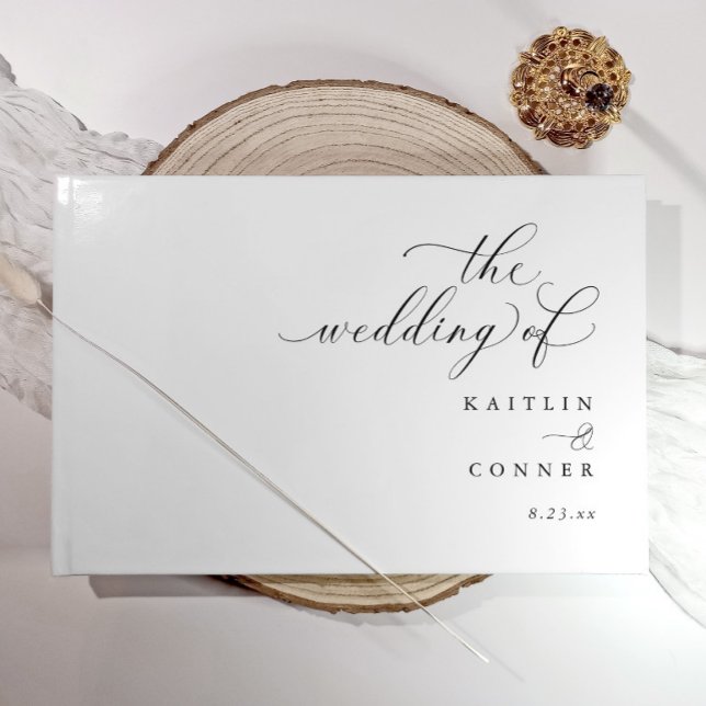 Livro De Visitas Casamento de Caligrafia Elegante Moderno (Elegant Wedding guest book with modern calligraphy. Simple modern and elegant)