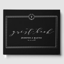 Casamento de Caligrafia em Monograma Negro Elegant