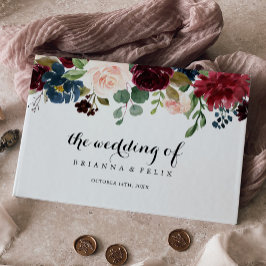 Livro De Visitas Casamento de Caligrafia Moderna Rustic Burgundy Au