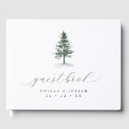 Livro De Visitas Casamento de Caligrafia Rustic Pine Tree