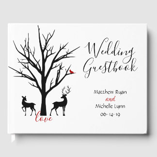 Livro De Visitas Casamento de Casal Silhouette Deer Winter Love