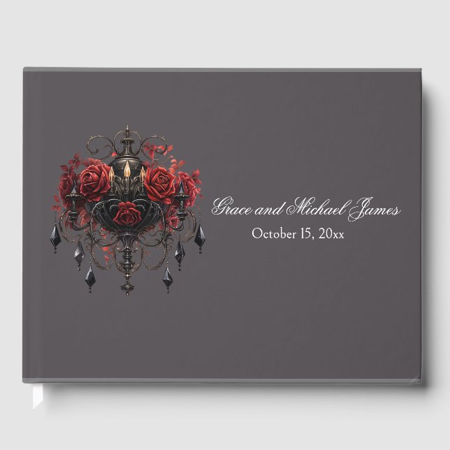 Livro De Visitas Casamento de Chandelier Gótico Intrato (Frente)