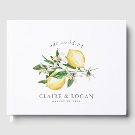 Livro De Visitas Casamento de Citrus Lemon Floral Watercolor