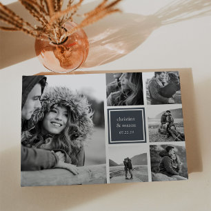 Livro De Visitas Casamento de Colagem de Fotos Branca e Preta