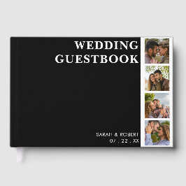 Livro De Visitas Casamento de Colagem de Fotos Branca e Preta