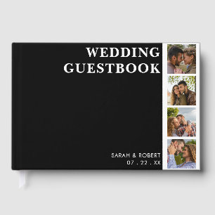Livro De Visitas Casamento de Colagem de Fotos Branca e Preta