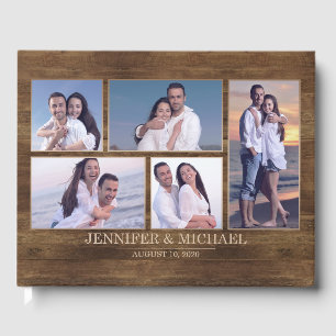 Livro De Visitas Casamento de Colagem de Fotos do Filtro de Madeira