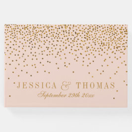 Livro De Visitas Casamento de Confetti Dourado e Rosa Esbranquiçado