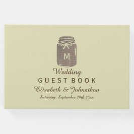 Livro De Visitas Casamento de Country Burlap Mason Jar
