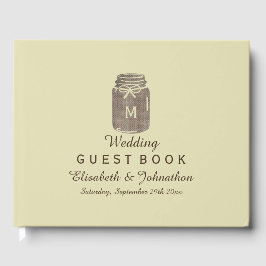 Livro De Visitas Casamento de Country Burlap Mason Jar