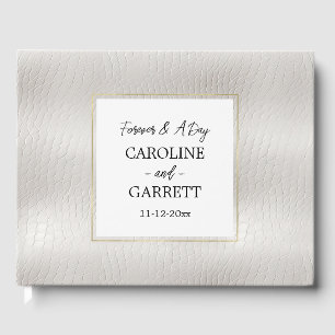 Livro De Visitas Casamento de Couro Branco Faux
