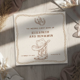 Livro De Visitas Casamento de Cowboy com Inicial em Ferradura Ocide