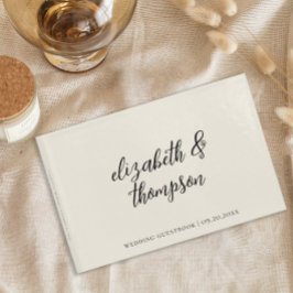 Livro De Visitas Casamento de Creme com Script de Elegância Simples