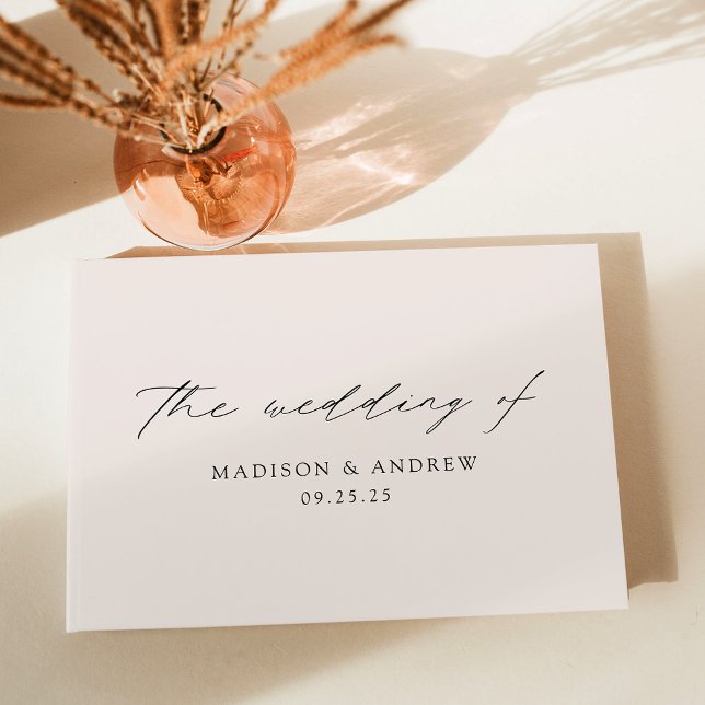 Livro De Visitas Casamento de Creme de Script Elegante Moderno (Criador carregado)