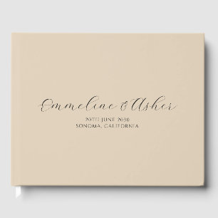 Livro De Visitas Casamento de Creme Personalizado com Serif de Scri