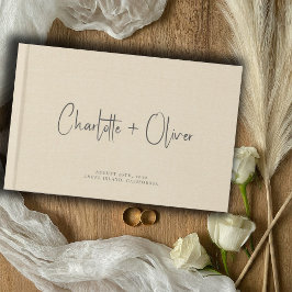 Livro De Visitas Casamento de Creme Personalizado Moderno Minimalis