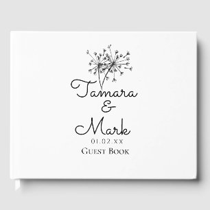 Livro De Visitas Casamento de Dandelion Minimalista Roteiro Simples