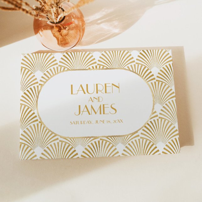 Livro De Visitas Casamento de Deco Geométrico Dourado Elegante (Criador carregado)