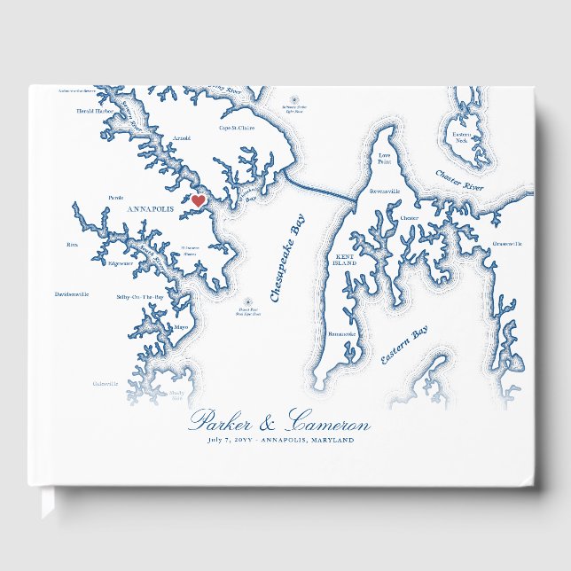 Livro De Visitas Casamento de Destino do Mapa de Annapolis Maryland (Frente)