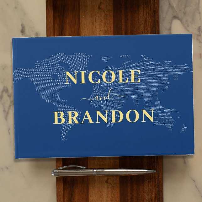 Livro De Visitas Casamento de Destino do Mapa do Mundo Azul (Blue World Map Destination Wedding Guest Book
)