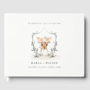 Livro De Visitas Casamento de Dusky Deer Floral Crest