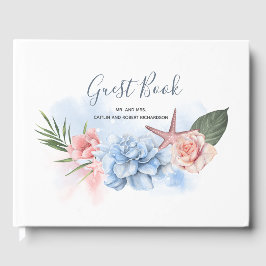 Livro De Visitas Casamento de Dusty Blue e Blush Beach